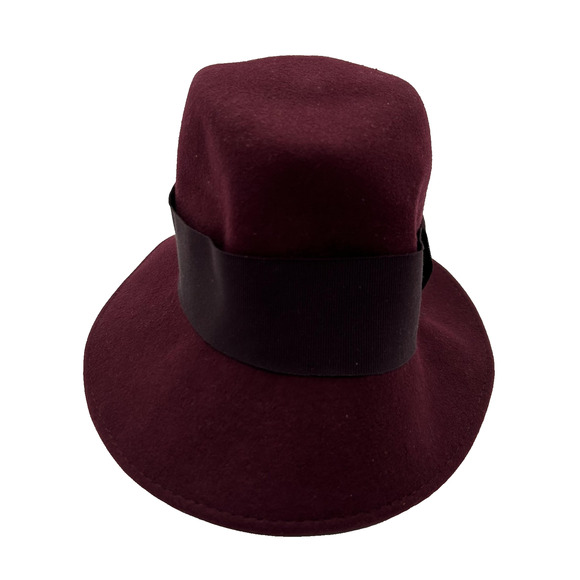 Banana Republic Hat Cloche Fedora Fitted Womens Small Medium Wool Made Italy Bow - Picture 1 of 10